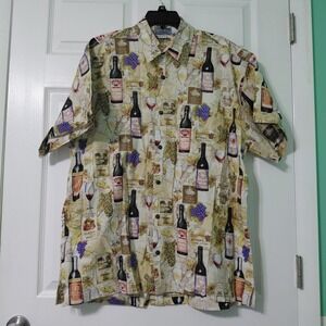 High Seas Shirt Mens Large Button Up Vineyard Wine Tasting Travel USA